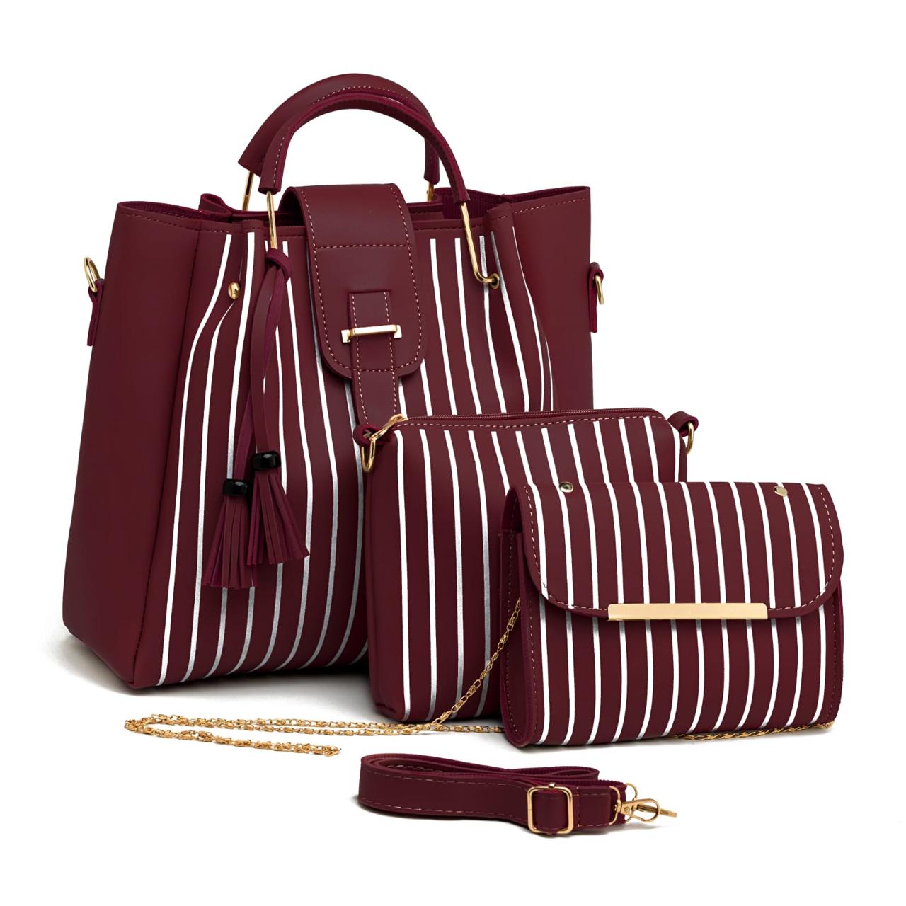 Zara- Maroon with White Stripes